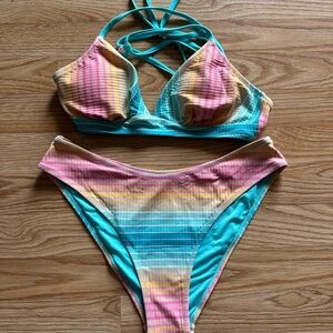 Cupshe Pink and Blue Gradient Bikini Set